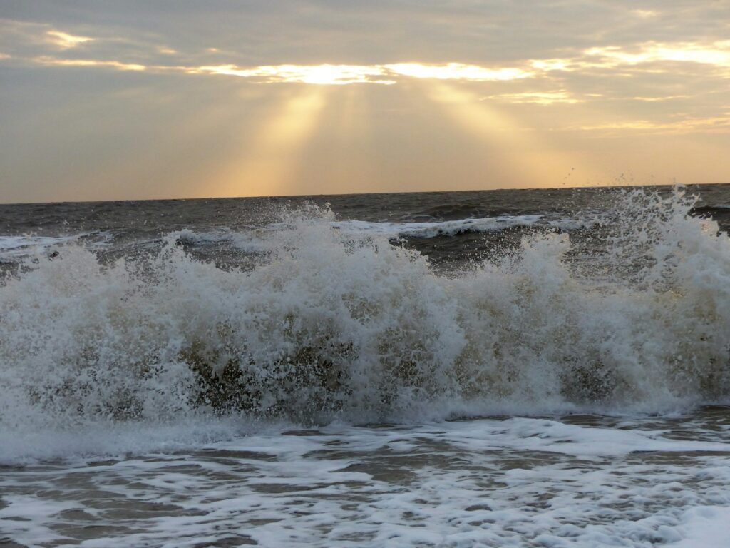 ocean wave during sunrise